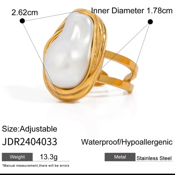 Anthropologe unique adjustable Gold ring with Pearl Accents - Picture 3 of 10